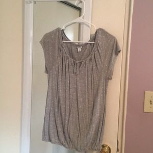 OLD NAVY Grey with White Polka Dots Blouse